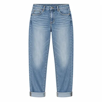 AI-generated illustration inspired by KUT from the Kloth women’s Catherine boyfriend jeans; not an actual product photo