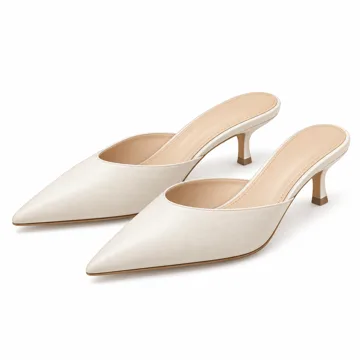 AI-generated illustration inspired by Fericzot women’s pointed-toe kitten-heel mules; not an actual product photo