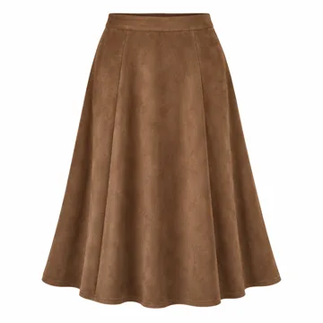AI-generated illustration inspired by Urban CoCo women’s faux-suede A-line midi skirt; not an actual product photo