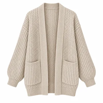 AI-generated illustration inspired by PRETTYGARDEN women’s chunky-knit open-front cardigan; not an actual product photo