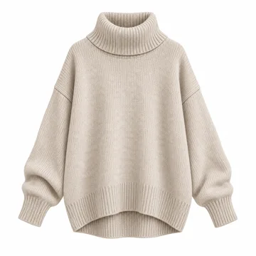 AI-generated illustration inspired by ANRABESS women’s oversized turtleneck sweater; not an actual product photo
