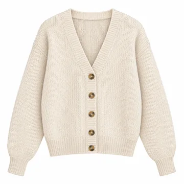 AI-generated illustration inspired by [BLANKNYC] Women's Button Up Cardigan; not an actual product photo