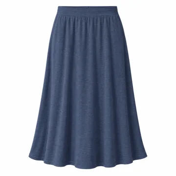 AI-generated illustration inspired by Amazon Essentials women’s jersey pull-on midi skirt; not an actual product photo
