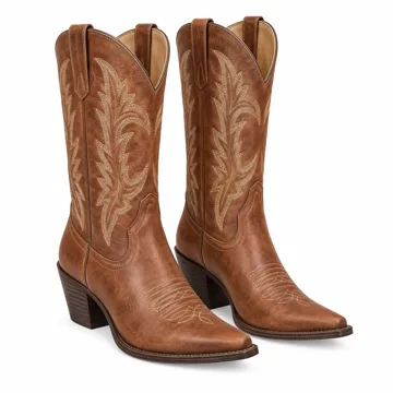 AI-generated illustration inspired by Women’s snip-toe mid-calf cowboy boots; not an actual product photo