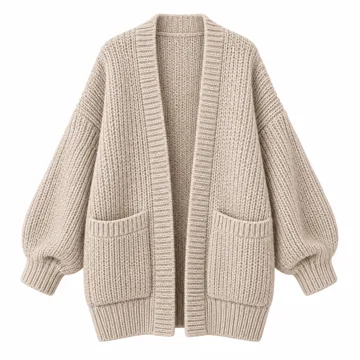 AI-generated illustration inspired by LILLUSORY women’s oversized chunky cardigan; not an actual product photo