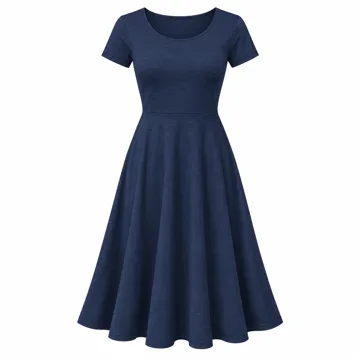 AI-generated illustration inspired by Amazon Essentials fit & flare jersey midi dress; not an actual product photo