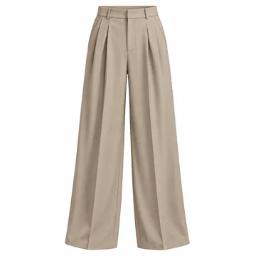 AI-generated illustration inspired by NIMIN women's pleated wide-leg dress trousers; not an actual product photo