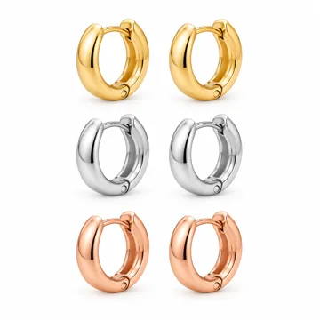 AI-generated illustration inspired by Poxtex women's small huggie hoop earrings set; not an actual product photo