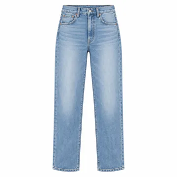 AI-generated illustration inspired by Levi's Women's Ribcage Straight Ankle Jeans; not an actual product photo