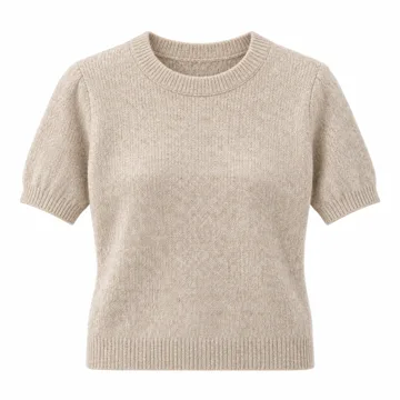 AI-generated illustration inspired by Arach & Cloz women’s wool-blend short-sleeve sweater; not an actual product photo