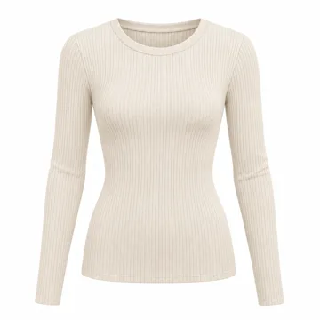 AI-generated illustration inspired by Zeagoo women's long-sleeve rib-knit slim-fit top; not an actual product photo