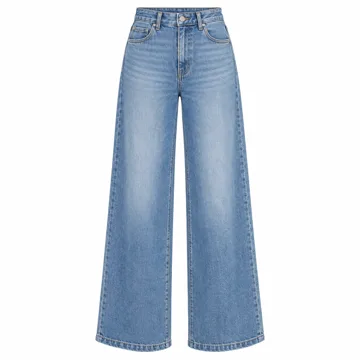 AI-generated illustration inspired by Sidefeel women’s high-waisted wide-leg jeans; not an actual product photo