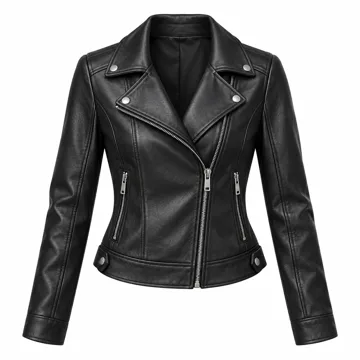 AI-generated illustration inspired by PRETTYGARDEN women’s faux-leather motorcycle jacket; not an actual product photo
