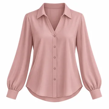 AI-generated illustration inspired by AUTOMET women’s long-sleeve business-casual blouse; not an actual product photo