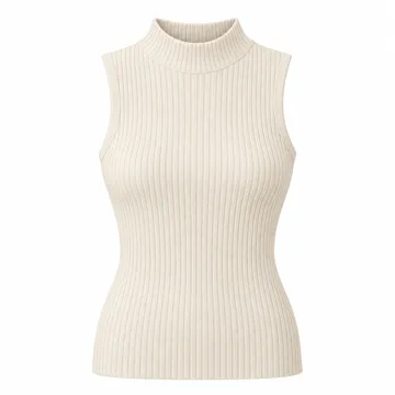 AI-generated illustration inspired by Women’s sleeveless rib-knit mock-neck top; not an actual product photo