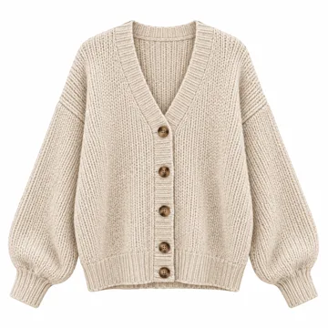 AI-generated illustration inspired by Wyeysyt women’s chunky button-down cardigan; not an actual product photo