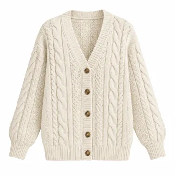 AI-generated illustration inspired by GRACE KARIN Women's Cable-Knit Cardigan; not an actual product photo