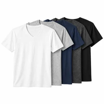 AI-generated illustration inspired by Amazon Essentials classic-fit V-neck T-shirt multipack; not an actual product photo