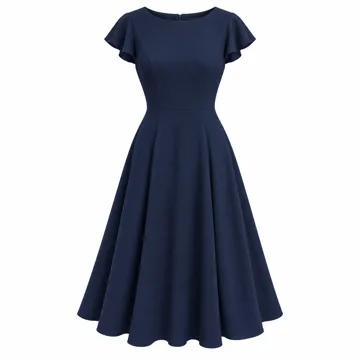 AI-generated illustration inspired by London Times women's crepe fit-and-flare midi dress; not an actual product photo