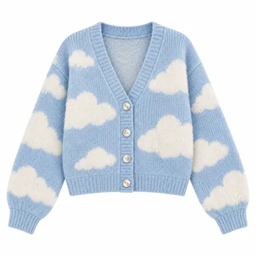 AI-generated illustration inspired by Lioness women’s Head in the Clouds cardigan; not an actual product photo
