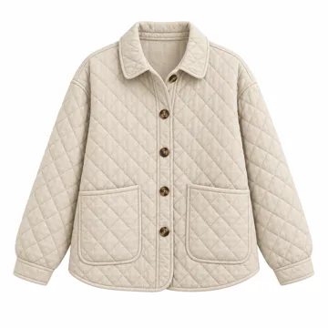 AI-generated illustration inspired by Dokotoo women’s button-down quilted jacket; not an actual product photo