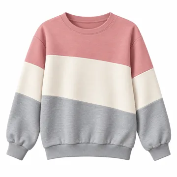 AI-generated illustration inspired by Saloogoe women’s color-block crewneck sweatshirt; not an actual product photo
