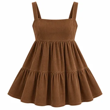 AI-generated illustration inspired by Opemiby women’s corduroy mini babydoll dress; not an actual product photo