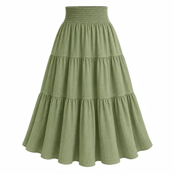 AI-generated illustration inspired by Witsmile women's high-waist tiered midi skirt; not an actual product photo