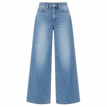 AI-generated illustration inspired by Dokotoo women’s high-waisted wide-leg denim pants; not an actual product photo