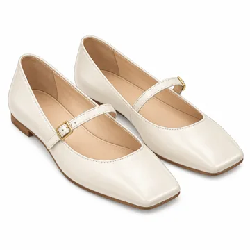 AI-generated illustration inspired by Women’s square-toe Mary Jane ballet flats; not an actual product photo