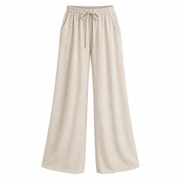 AI-generated illustration inspired by JEKAOYI women’s drawstring wide-leg trousers; not an actual product photo