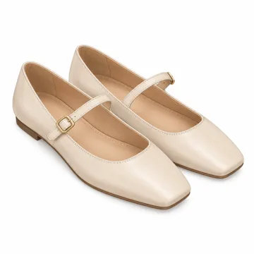 AI-generated illustration inspired by Trary women's square-toe Mary Jane flats; not an actual product photo