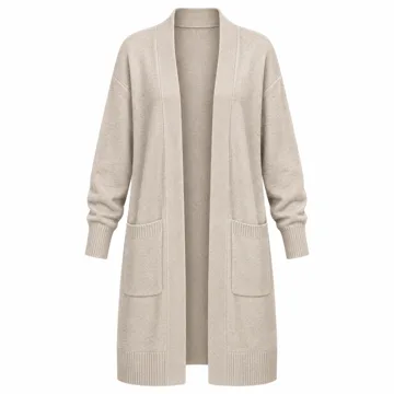 AI-generated illustration inspired by LILLUSORY Women's Long Open-Front Cardigan; not an actual product photo