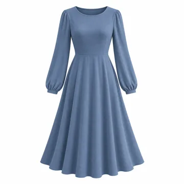 AI-generated illustration inspired by Zeagoo women's long-sleeve A-line midi dress; not an actual product photo