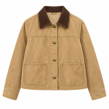 AI-generated illustration inspired by GAP women’s barn jacket; not an actual product photo