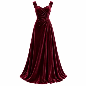 AI-generated illustration inspired by MEROKEETY women’s velvet formal maxi dress; not an actual product photo