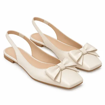 AI-generated illustration inspired by Women’s square-toe bow slingback flats; not an actual product photo