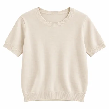 AI-generated illustration inspired by RUMIA women’s lightweight short-sleeve sweater; not an actual product photo