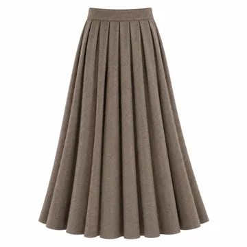 AI-generated illustration inspired by Arach & Cloz women’s wool-blend pleated long skirt; not an actual product photo