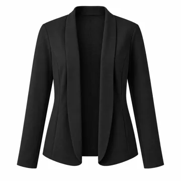 AI-generated illustration inspired by ELLEVEN women's stretch-knit open-front blazer; not an actual product photo
